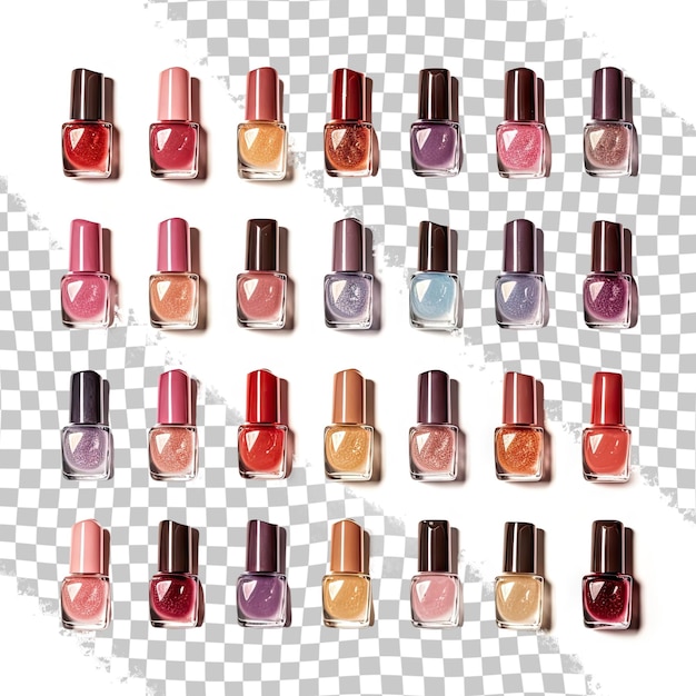 Vintage nail polish background isolated on transparent background