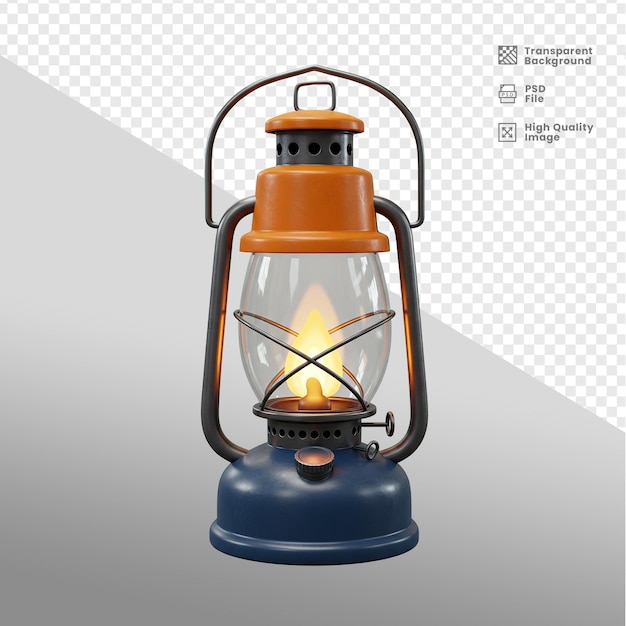 vintage oil lantern with orange and blue details