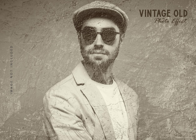 PSD vintage old photo effect template