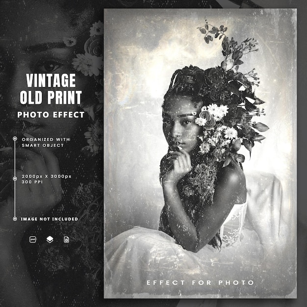 PSD vintage old print photo effect