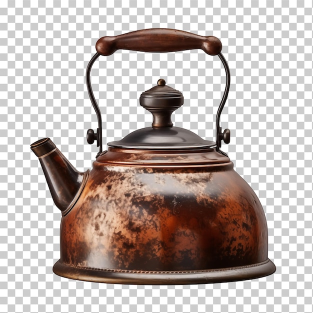 PSD vintage old teapot on transparent background