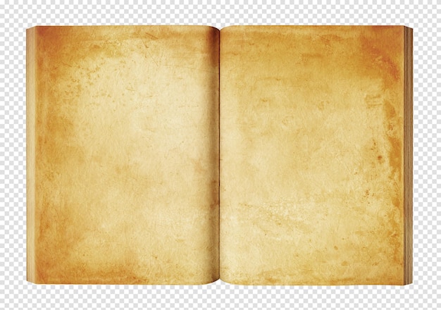 PSD vintage open book isolated on white background