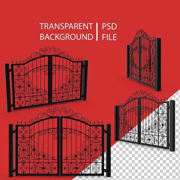 ヴィンテージの華やかな鉄の門 PNG