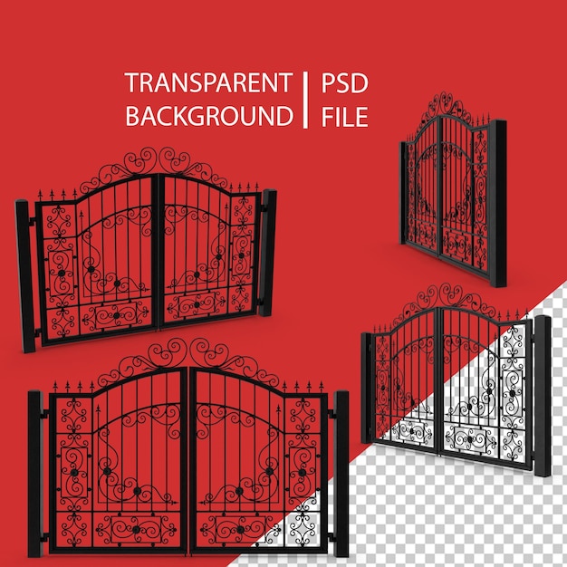 PSD ヴィンテージの華やかな鉄の門 png