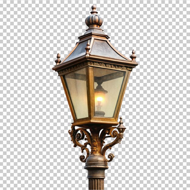 PSD vintage outdoor garden lamp isolated on transparent isolated background