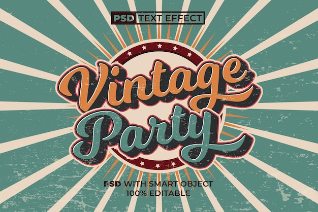 PSD stile di effetto di testo vintage party