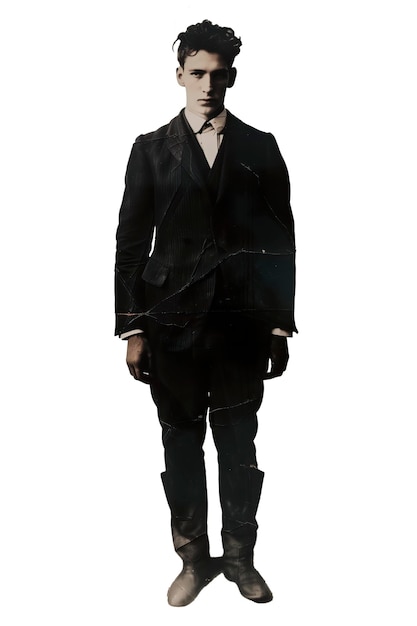 PSD 19세기의 고립된 남자의 빈티지 사진