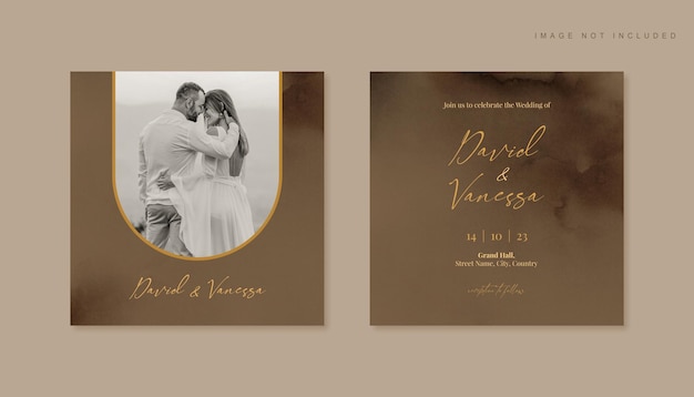 PSD vintage photo wedding invitation card template design