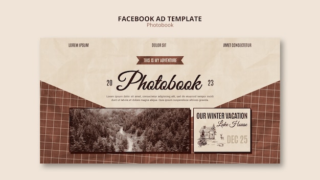 PSD vintage photobook facebook template