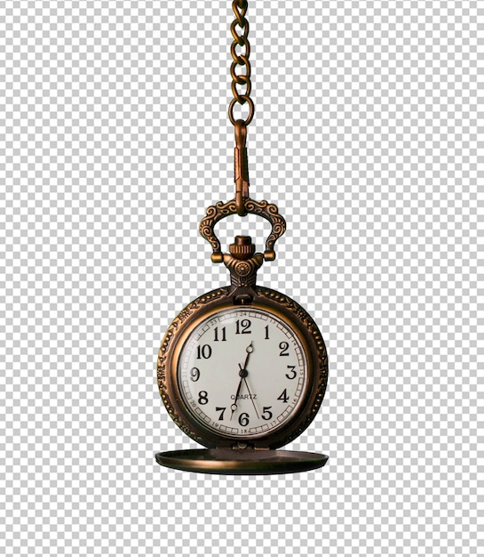 Vintage pocket watch isolated against white background