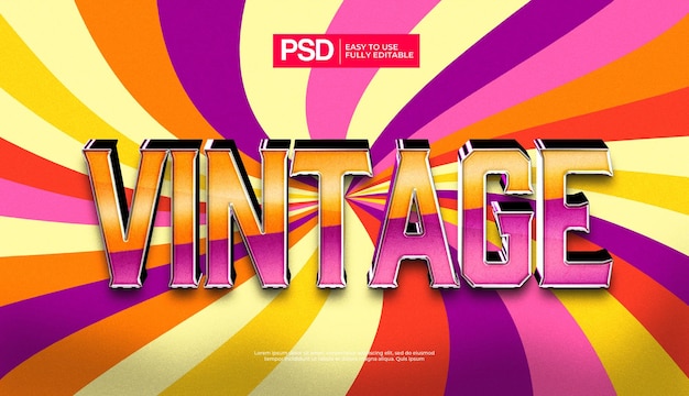 PSD vintage pogrubiony efekt tekstowy 3d