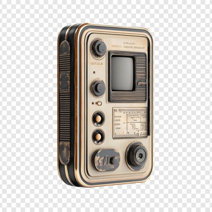PSD vintage portable television retro gadget antique device old tech nostalgia