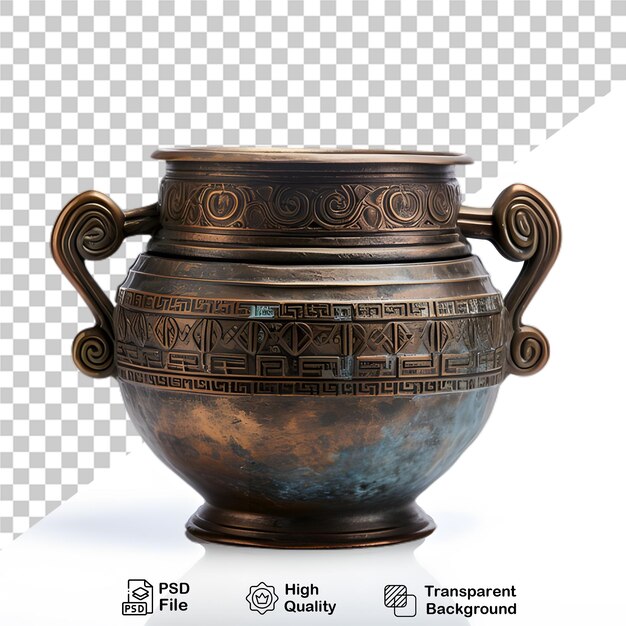 PSD vintage pot bronze isolated on transparent background png file