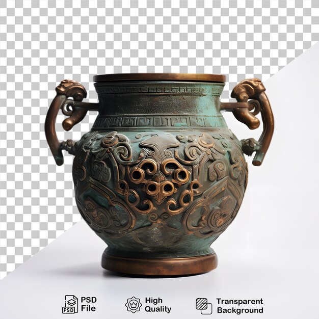 PSD vintage pot bronze isolated on transparent background png file