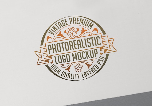 Vintage Premium Photorealistic Logo Mockup - High Quality Layered Logotype Mock-up PSD File