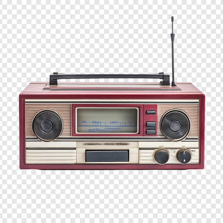 PSD vintage red radio antique stereo music nostalgia