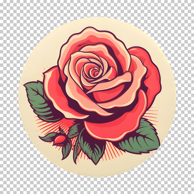 PSD vintage red rose isolated on transparent background