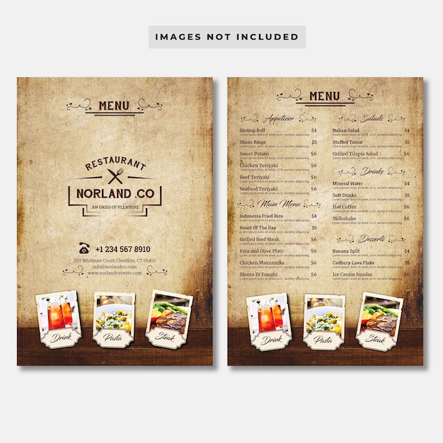 Vintage restaurant menu template