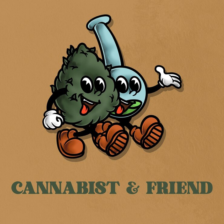 PSD vintage retro esrar ve bong maskot karakteri