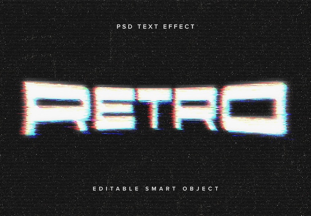 PSD vintage retro glitch teksteffect mockup