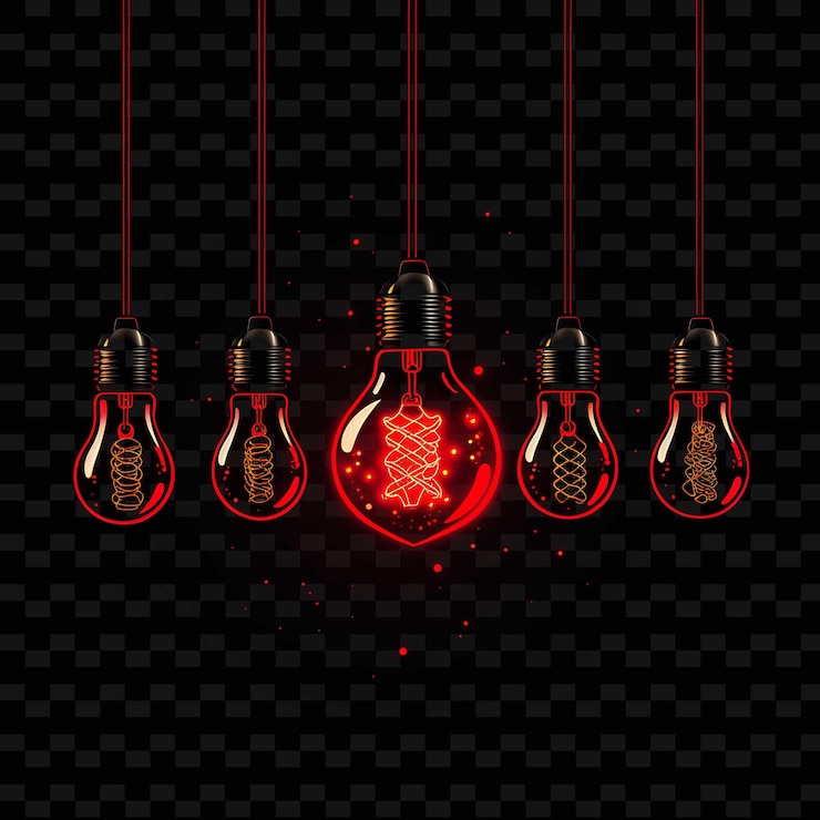 PSD vintage retro lightbulb lines classic ornaments crimson red png y2k shapes transparent light arts