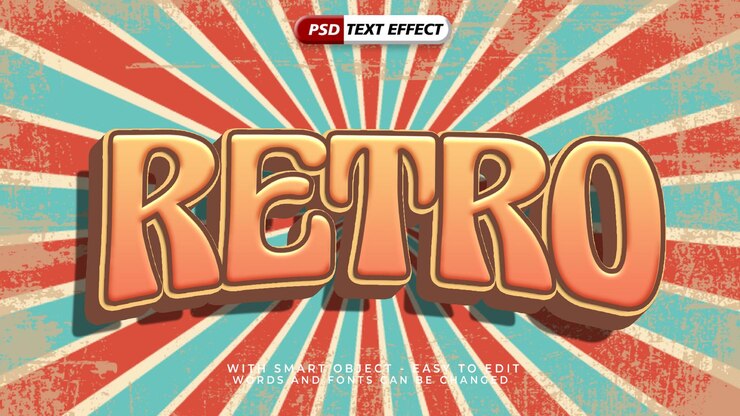 PSD vintage retro old 3d style editable text effect mockup template