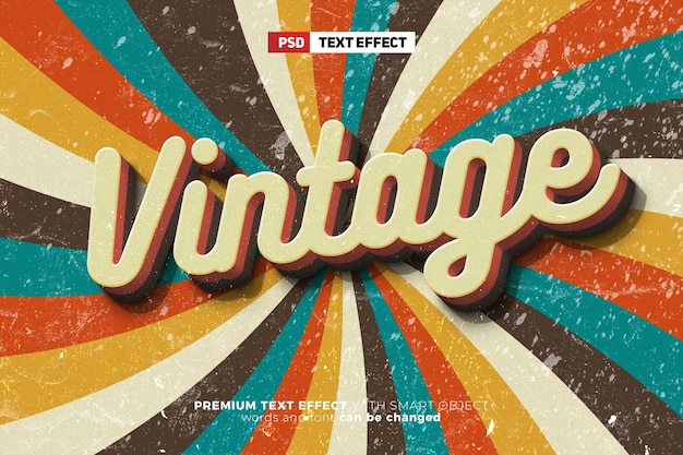 PSD modello di mockup effetto testo modificabile vintage retrò vecchio stile