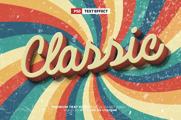 PSD vintage retro old style editable text effect mockup template