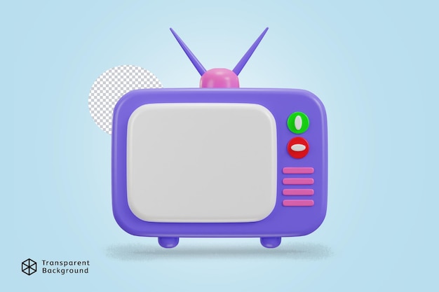 Vintage retro telewizor z anteną i przełącznikiem dla kanałów telewizji i multimediów koncepcja ikona 3d