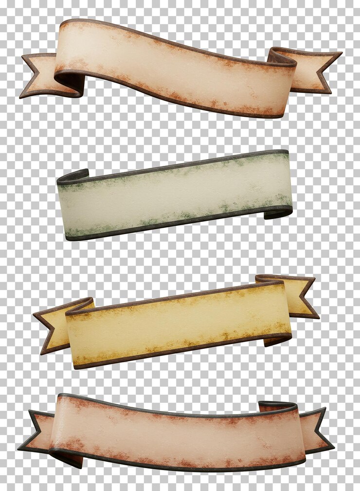 PSD vintage ribbon banners set isolated on a transparent background