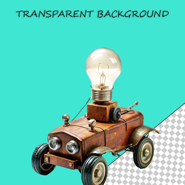 PSD vintage robot auto speelgoed met gloeilamp