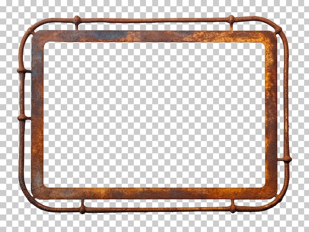 PSD vintage roestig metalen frame geïsoleerd op transparante achtergrond png psd