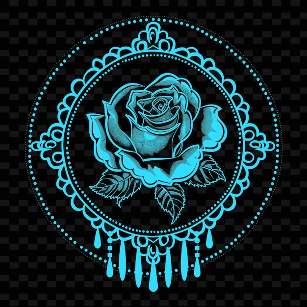 PSD vintage rose badge logo with decorative la creative vector design of nature collection