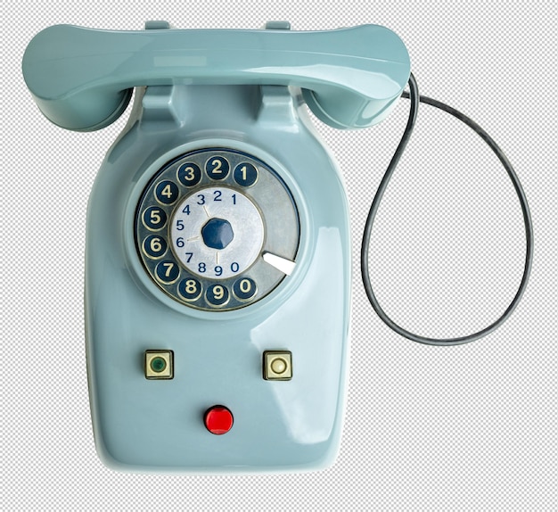 PSD vintage rotary dial telephone on white background