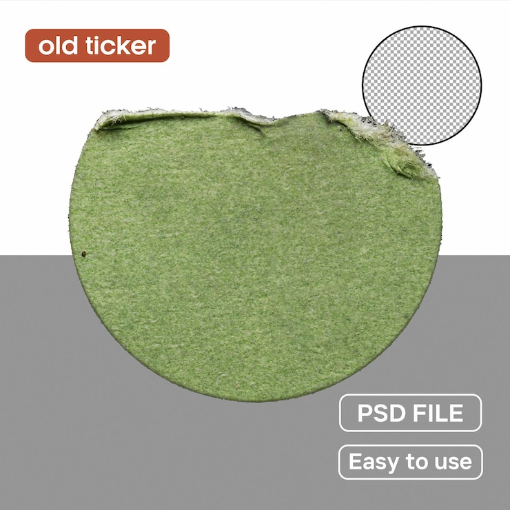 PSD vintage round green sticker with torn edge