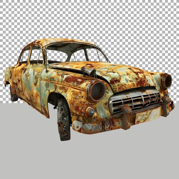 PSD vintage rusted car on transparent background ai generated