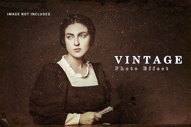 vintage scratched old photo effect mockup template