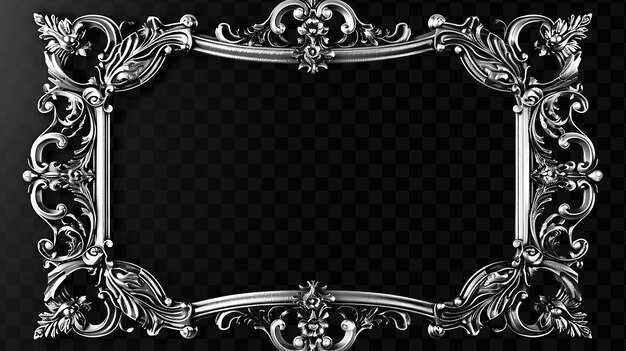 PSD vintage silver frame with intricate filigree design adorned luxury metal decor art background