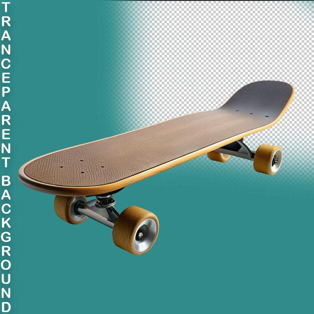 PSD vintage skateboard made of wood isolated on transparent background