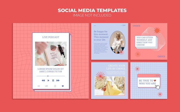 vintage social media post template set