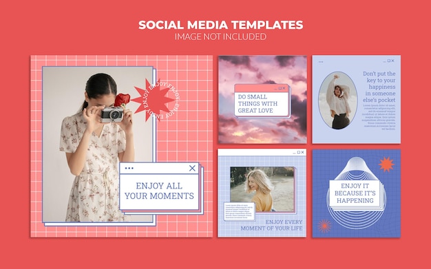 PSD vintage social media post template set