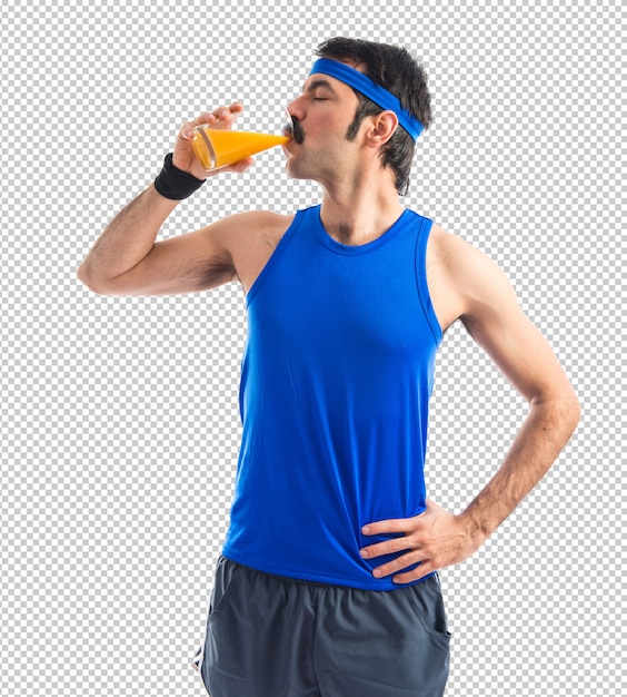 PSD vintage sportman drinking orange juice