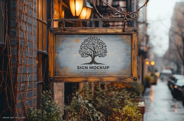 Vintage square sign mockup