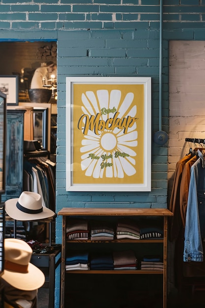 PSD vintage store frame design mockup