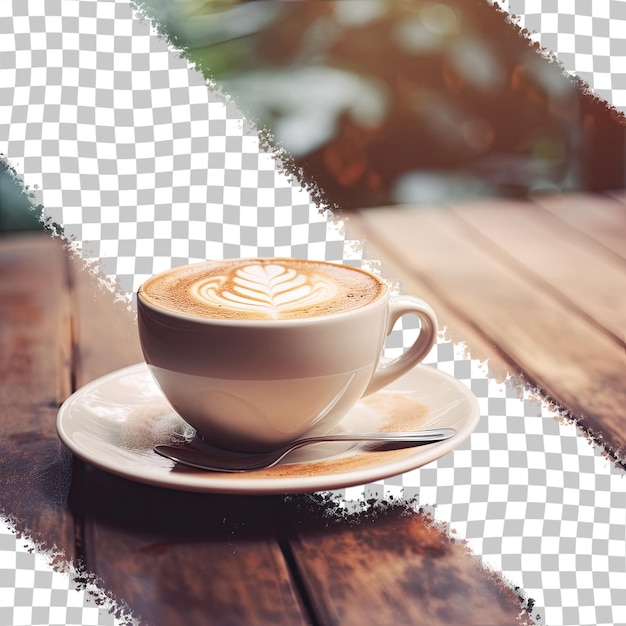 PSD 木製のテーブルにあるコーヒーショップのコーヒーカップのヴィンテージスタイルの写真