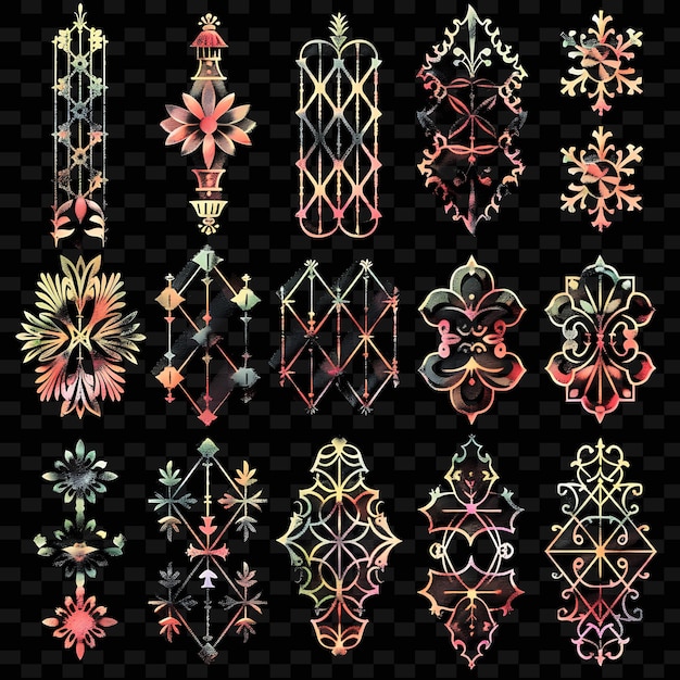 PSD vintage style trellises pixel art with lace patterns featuri kreatywna tekstura y2k neon item designs