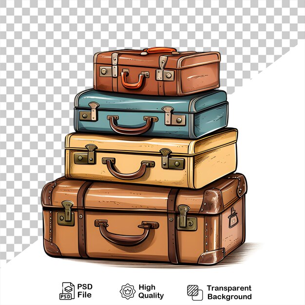 PSD vintage suitcases stack on isolated on transparent background include png file