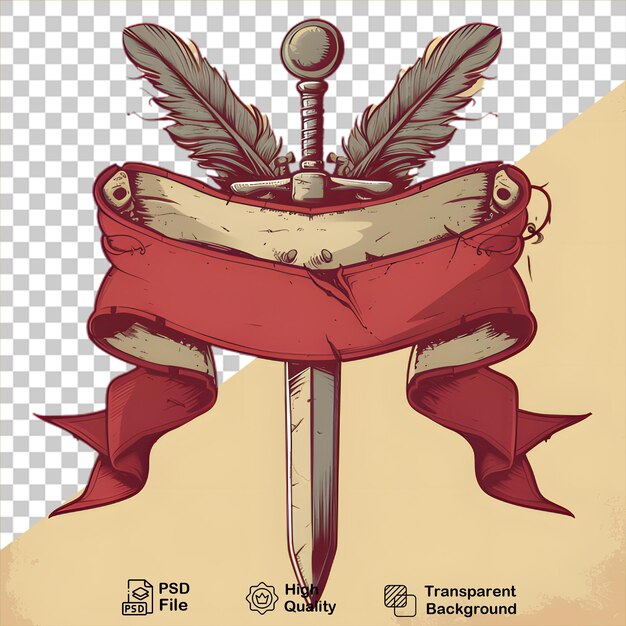 PSD vintage sword with banner on transparent background include png file