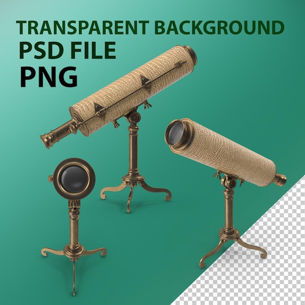 PSD vintage table telescope png