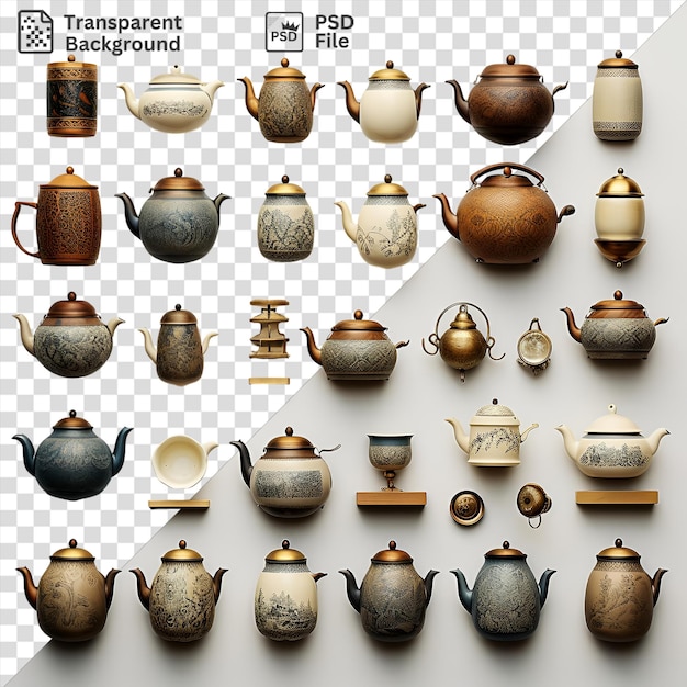 PSD ヴィンテージ ティーセット コレクション 茶器 茶具 茶具 色 茶具